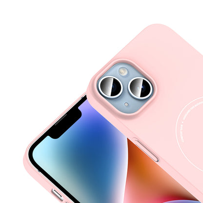 iPhone 14 Kılıf M-Safe Şarj Özellikli Kamera Korumalı MNC Elio Sert PC Kapak - Açık Pembe
