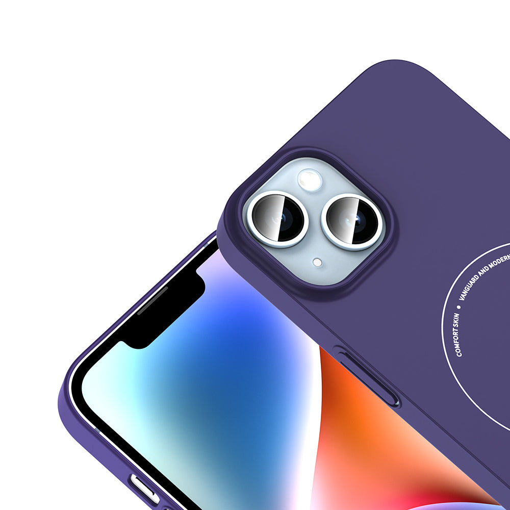 iPhone 14 Kılıf M-Safe Şarj Özellikli Kamera Korumalı MNC Elio Sert PC Kapak - Derin Mor