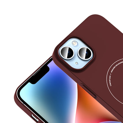 iPhone 14 Kılıf M-Safe Şarj Özellikli Kamera Korumalı MNC Elio Sert PC Kapak - Bordo