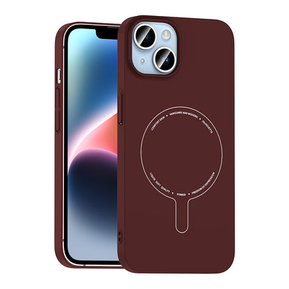 iPhone 14 Kılıf M-Safe Şarj Özellikli Kamera Korumalı MNC Elio Sert PC Kapak - Bordo