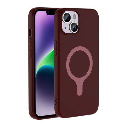 iPhone 14 Kılıf M-Safe Şarj Özellikli MNC Aris Silikon Kapak - Mürdüm