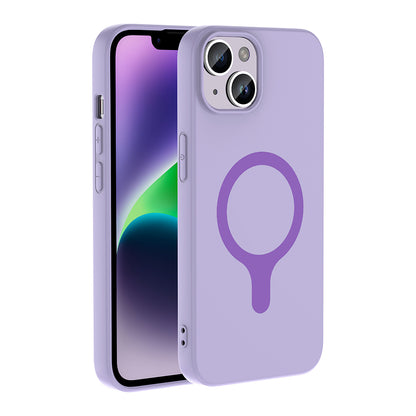 iPhone 14 Kılıf M-Safe Şarj Özellikli MNC Aris Silikon Kapak - Lila