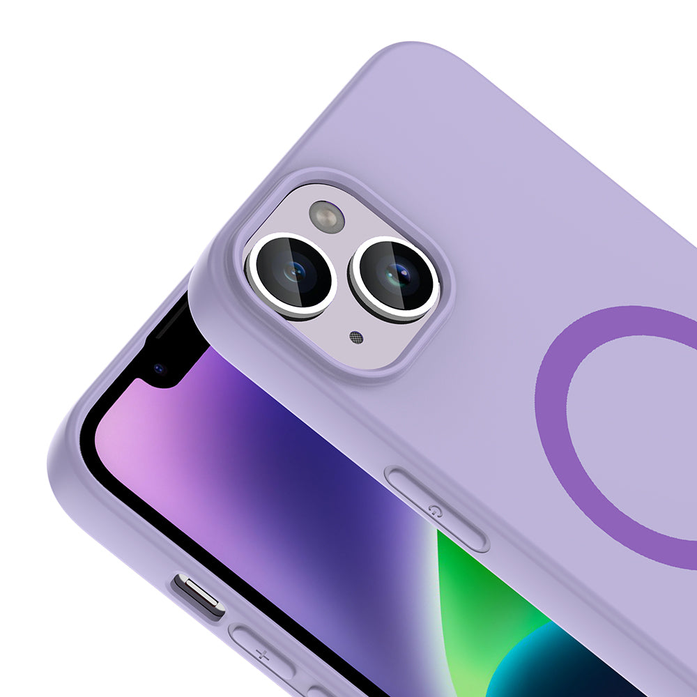 iPhone 14 Kılıf M-Safe Şarj Özellikli MNC Aris Silikon Kapak - Lila