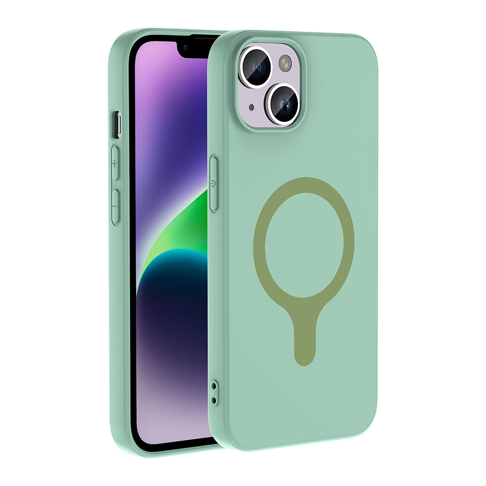 iPhone 14 Kılıf M-Safe Şarj Özellikli MNC Aris Silikon Kapak - Turkuaz