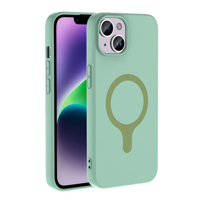 iPhone 14 Kılıf M-Safe Şarj Özellikli MNC Aris Silikon Kapak - Turkuaz