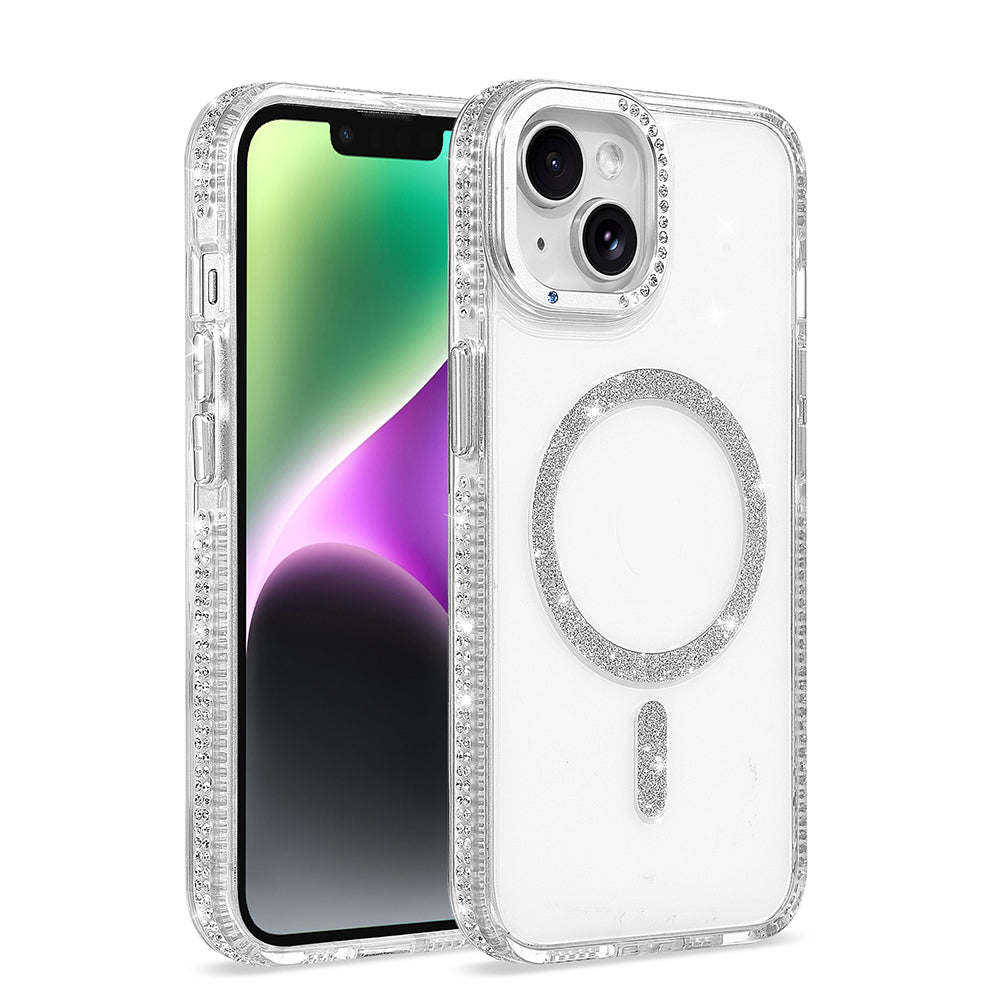 iPhone 14 Kılıf M-safe Şarj Özellikli MNC Tera Silikon Kapak - Şeffaf