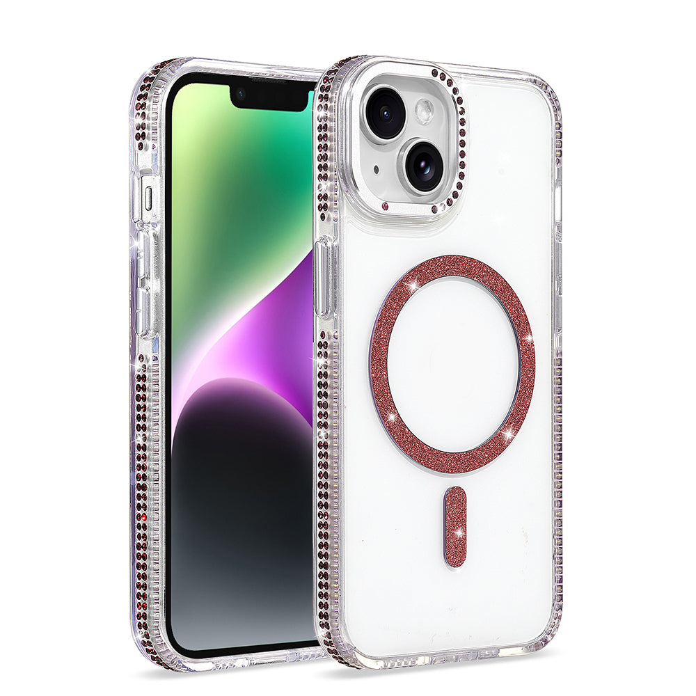 iPhone 14 Kılıf M-safe Şarj Özellikli MNC Tera Silikon Kapak - Mürdüm