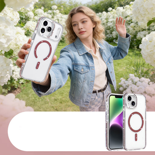 iPhone 14 Kılıf M-safe Şarj Özellikli MNC Tera Silikon Kapak - Mürdüm