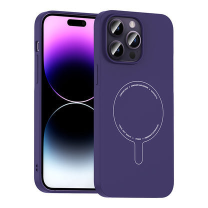 iPhone 14 Pro Max Kılıf M-Safe Şarj Özellikli Kamera Korumalı MNC Elio Sert PC Kapak - Derin Mor