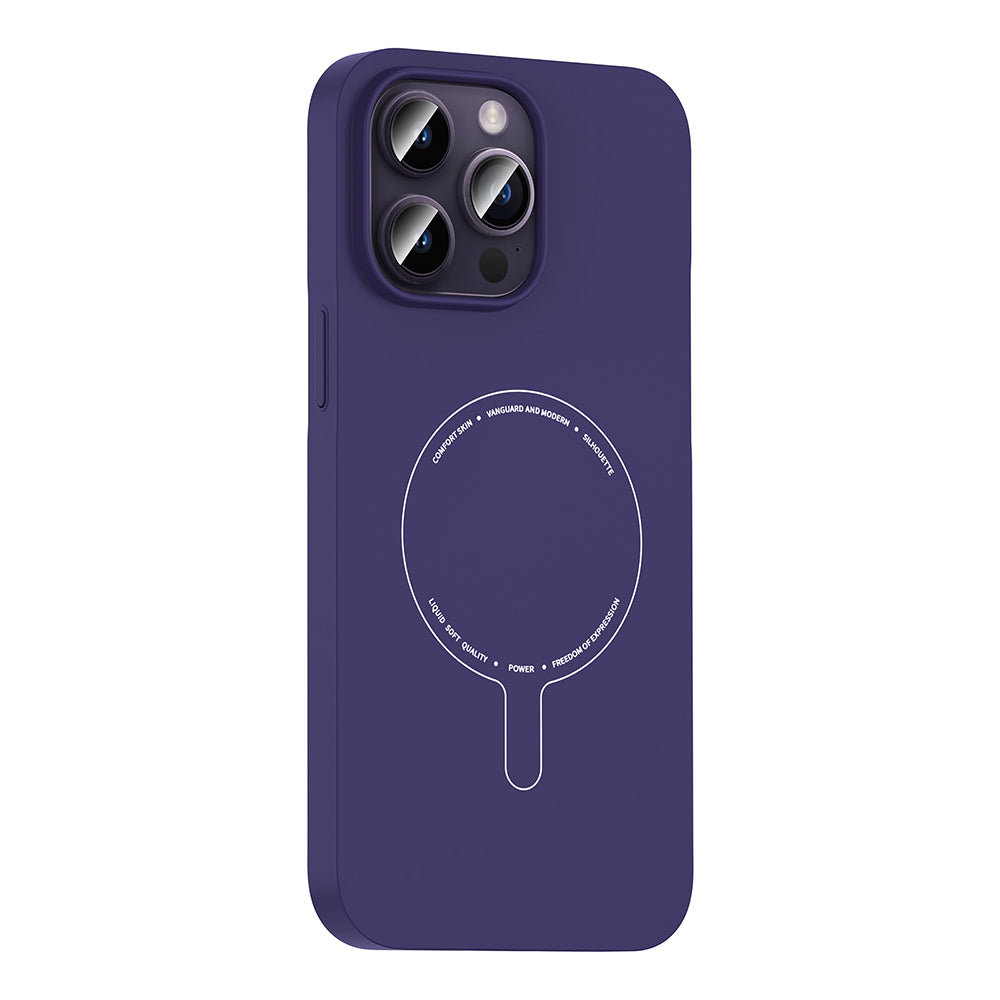 iPhone 14 Pro Max Kılıf M-Safe Şarj Özellikli Kamera Korumalı MNC Elio Sert PC Kapak - Derin Mor