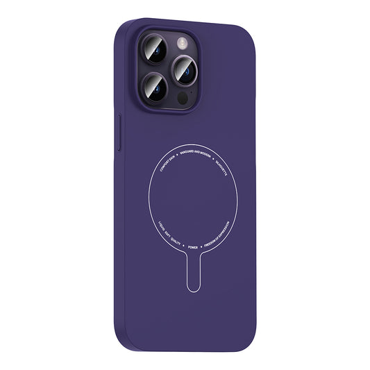 iPhone 14 Pro Max Kılıf M-Safe Şarj Özellikli Kamera Korumalı MNC Elio Sert PC Kapak - Derin Mor