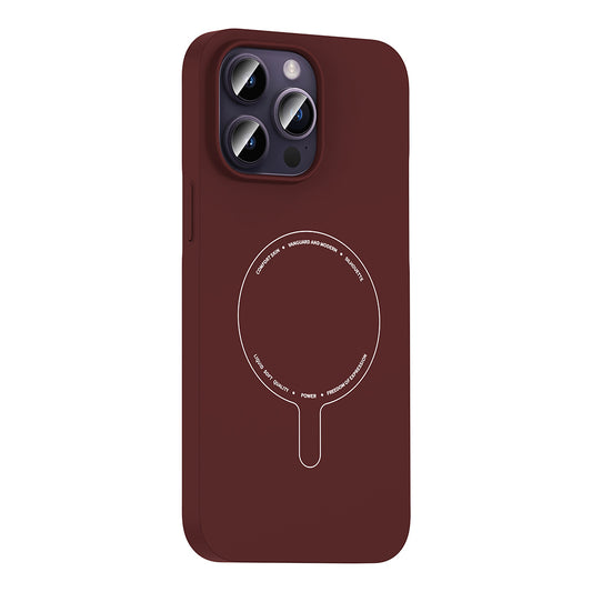 iPhone 14 Pro Max Kılıf M-Safe Şarj Özellikli Kamera Korumalı MNC Elio Sert PC Kapak - Bordo