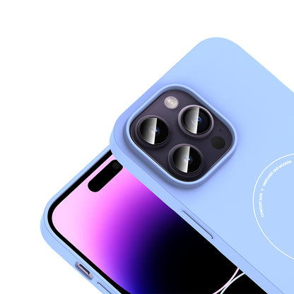 iPhone 14 Pro Max Kılıf M-Safe Şarj Özellikli Kamera Korumalı MNC Elio Sert PC Kapak - Açık Mavi