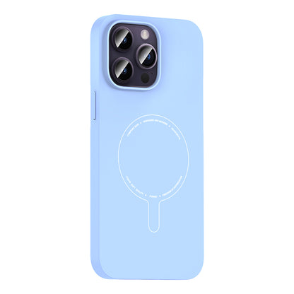 iPhone 14 Pro Max Kılıf M-Safe Şarj Özellikli Kamera Korumalı MNC Elio Sert PC Kapak - Açık Mavi