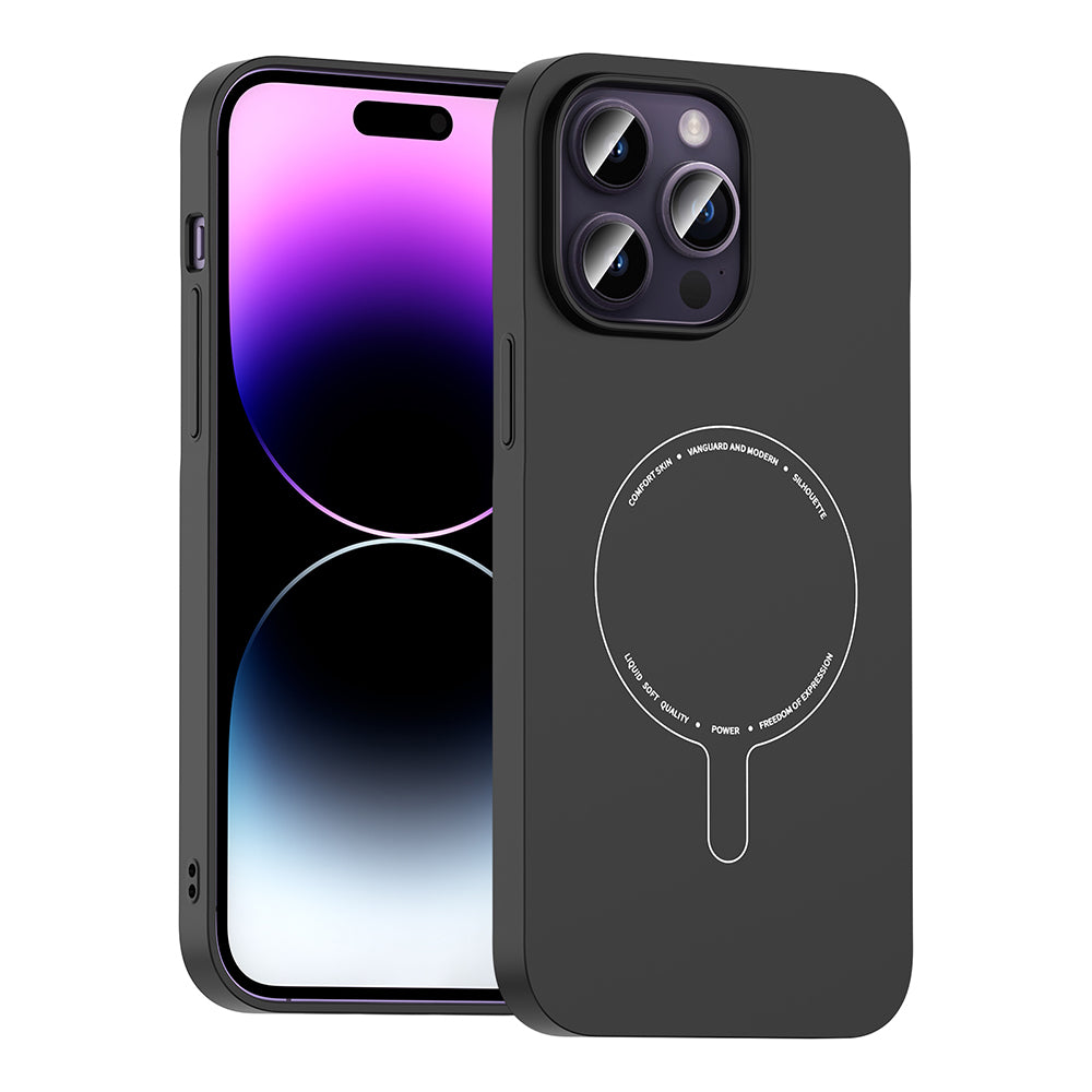 iPhone 14 Pro Max Kılıf M-Safe Şarj Özellikli Kamera Korumalı MNC Elio Sert PC Kapak - Açık Mavi