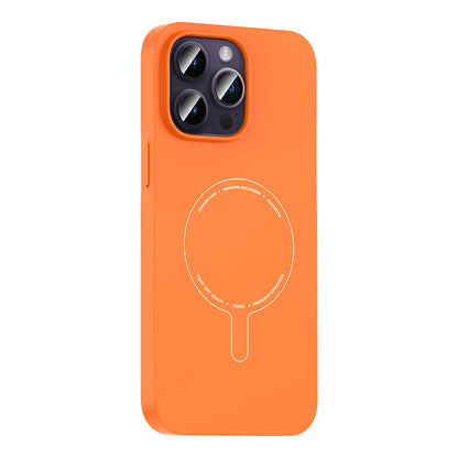 iPhone 14 Pro Max Kılıf M-Safe Şarj Özellikli Kamera Korumalı MNC Elio Sert PC Kapak - Turuncu