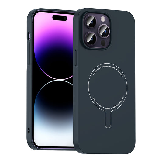 iPhone 14 Pro Max Kılıf M-Safe Şarj Özellikli Kamera Korumalı MNC Elio Sert PC Kapak - Lacivert