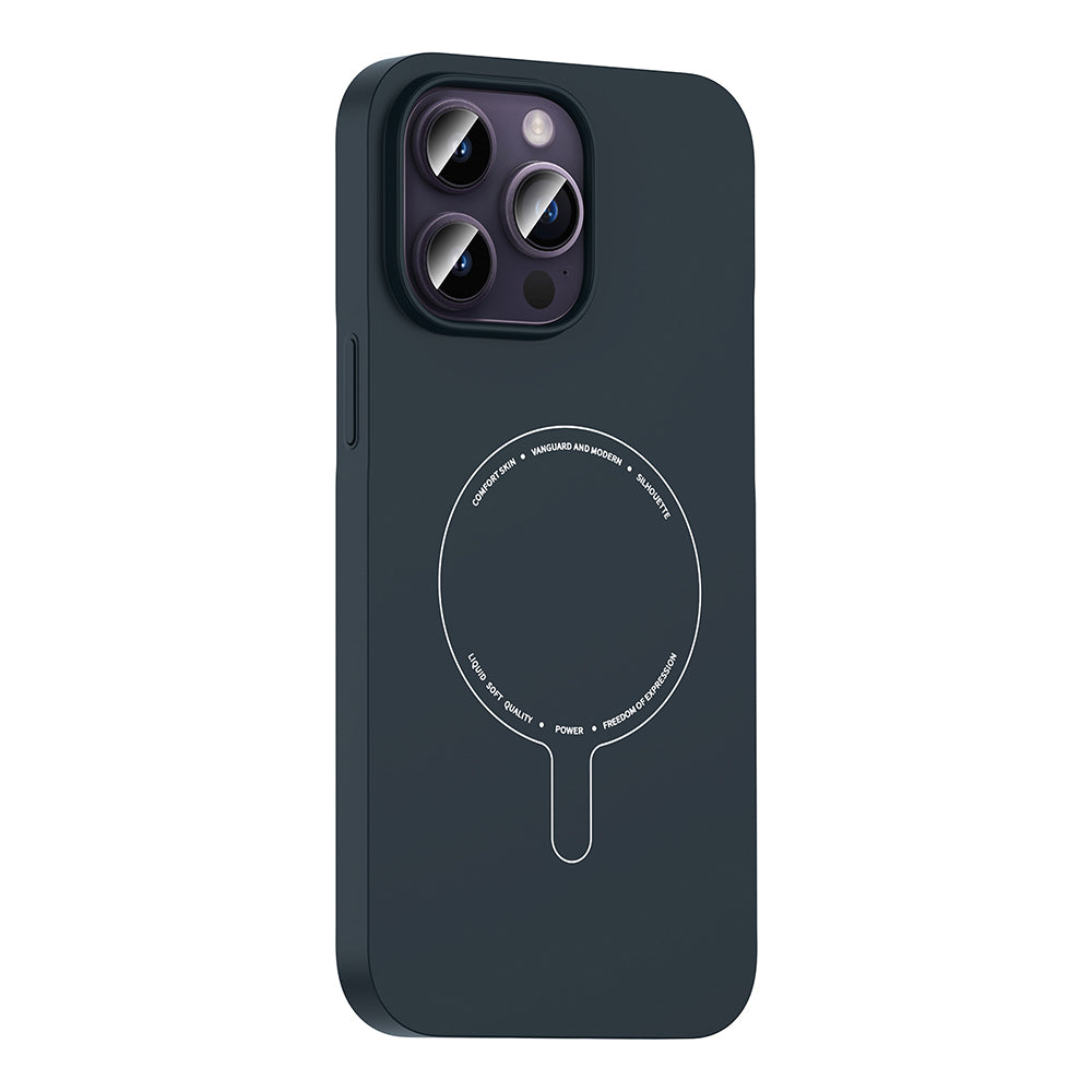 iPhone 14 Pro Max Kılıf M-Safe Şarj Özellikli Kamera Korumalı MNC Elio Sert PC Kapak - Lacivert