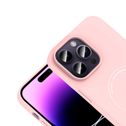 iPhone 14 Pro Max Kılıf M-Safe Şarj Özellikli Kamera Korumalı MNC Elio Sert PC Kapak - Açık Pembe