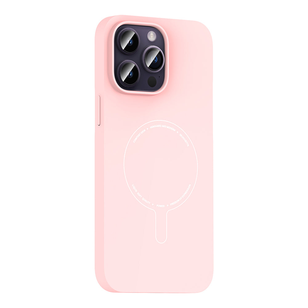iPhone 14 Pro Max Kılıf M-Safe Şarj Özellikli Kamera Korumalı MNC Elio Sert PC Kapak - Açık Pembe