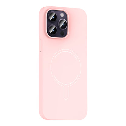 iPhone 14 Pro Max Kılıf M-Safe Şarj Özellikli Kamera Korumalı MNC Elio Sert PC Kapak - Açık Pembe