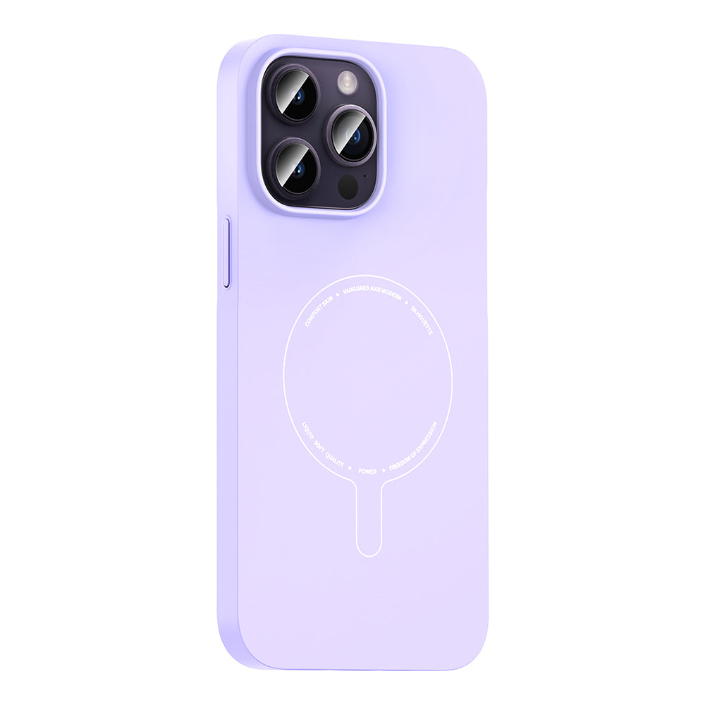 iPhone 14 Pro Max Kılıf M-Safe Şarj Özellikli Kamera Korumalı MNC Elio Sert PC Kapak - Lila