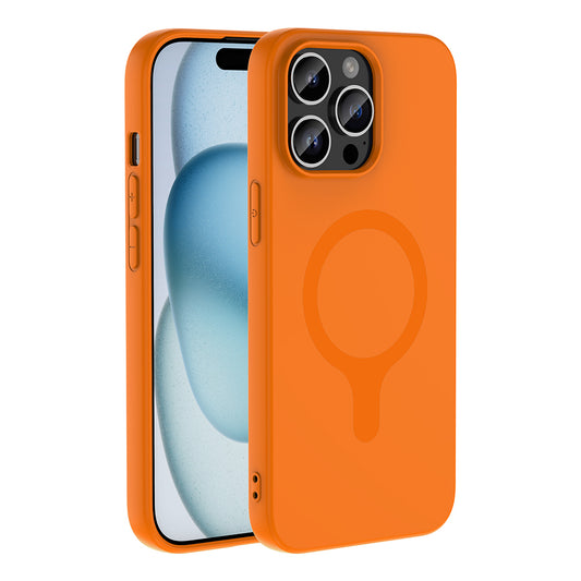 iPhone 14 Pro Max Kılıf M-Safe Şarj Özellikli MNC Aris Silikon Kapak - Turuncu