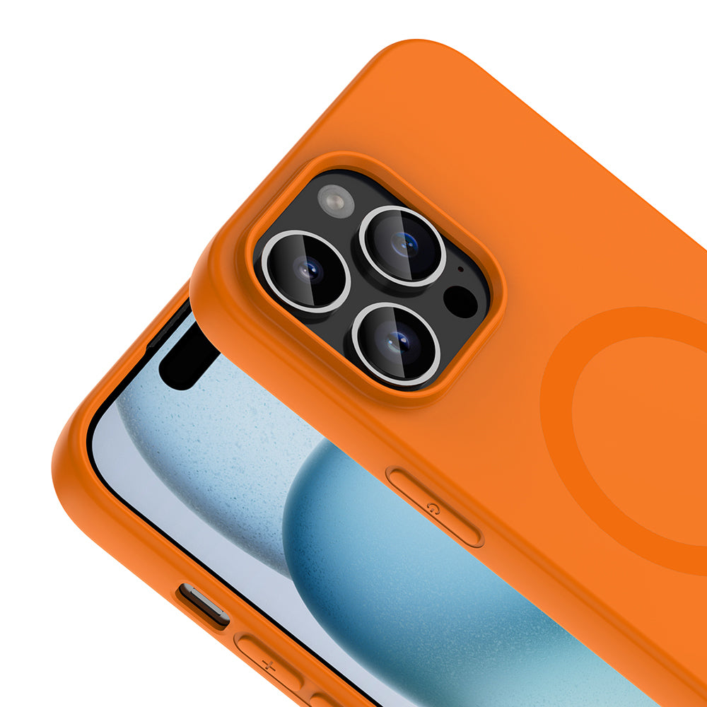 iPhone 14 Pro Max Kılıf M-Safe Şarj Özellikli MNC Aris Silikon Kapak - Turuncu