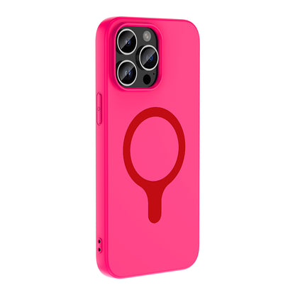 iPhone 14 Pro Max Kılıf M-Safe Şarj Özellikli MNC Aris Silikon Kapak - Koyu Pembe