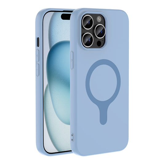 iPhone 14 Pro Max Kılıf M-Safe Şarj Özellikli MNC Aris Silikon Kapak - Baby Blue