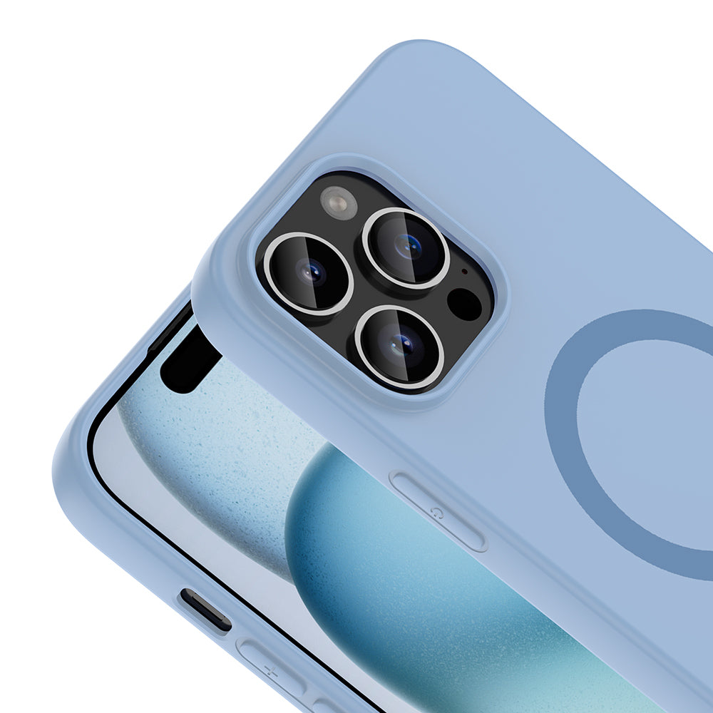 iPhone 14 Pro Max Kılıf M-Safe Şarj Özellikli MNC Aris Silikon Kapak - Baby Blue