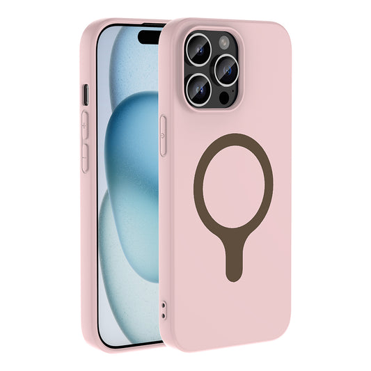 iPhone 14 Pro Max Kılıf M-Safe Şarj Özellikli MNC Aris Silikon Kapak - Açık Pembe