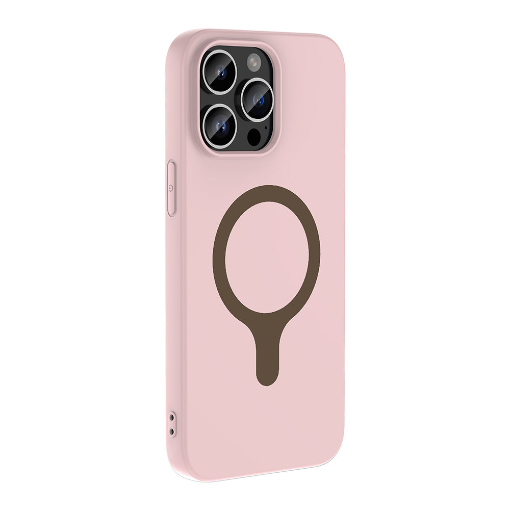 iPhone 14 Pro Max Kılıf M-Safe Şarj Özellikli MNC Aris Silikon Kapak - Açık Pembe