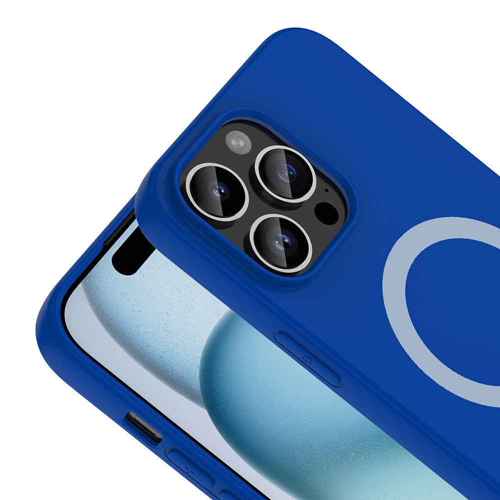 iPhone 14 Pro Max Kılıf M-Safe Şarj Özellikli MNC Aris Silikon Kapak - Saks Mavi
