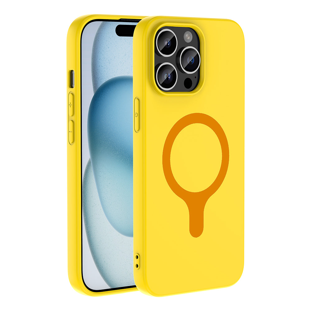 iPhone 14 Pro Max Kılıf M-Safe Şarj Özellikli MNC Aris Silikon Kapak - Sarı