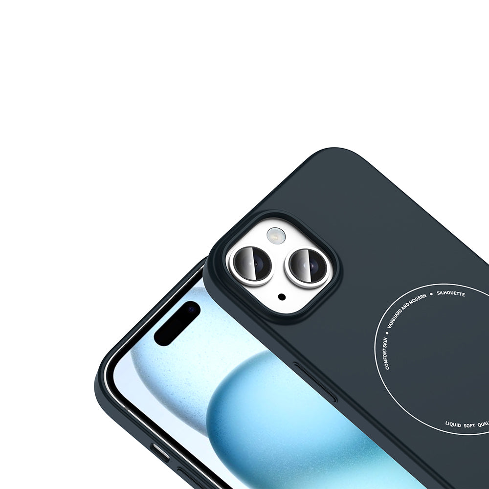 iPhone 15 Kılıf M-Safe Şarj Özellikli Kamera Korumalı MNC Elio Sert PC Kapak - Lacivert