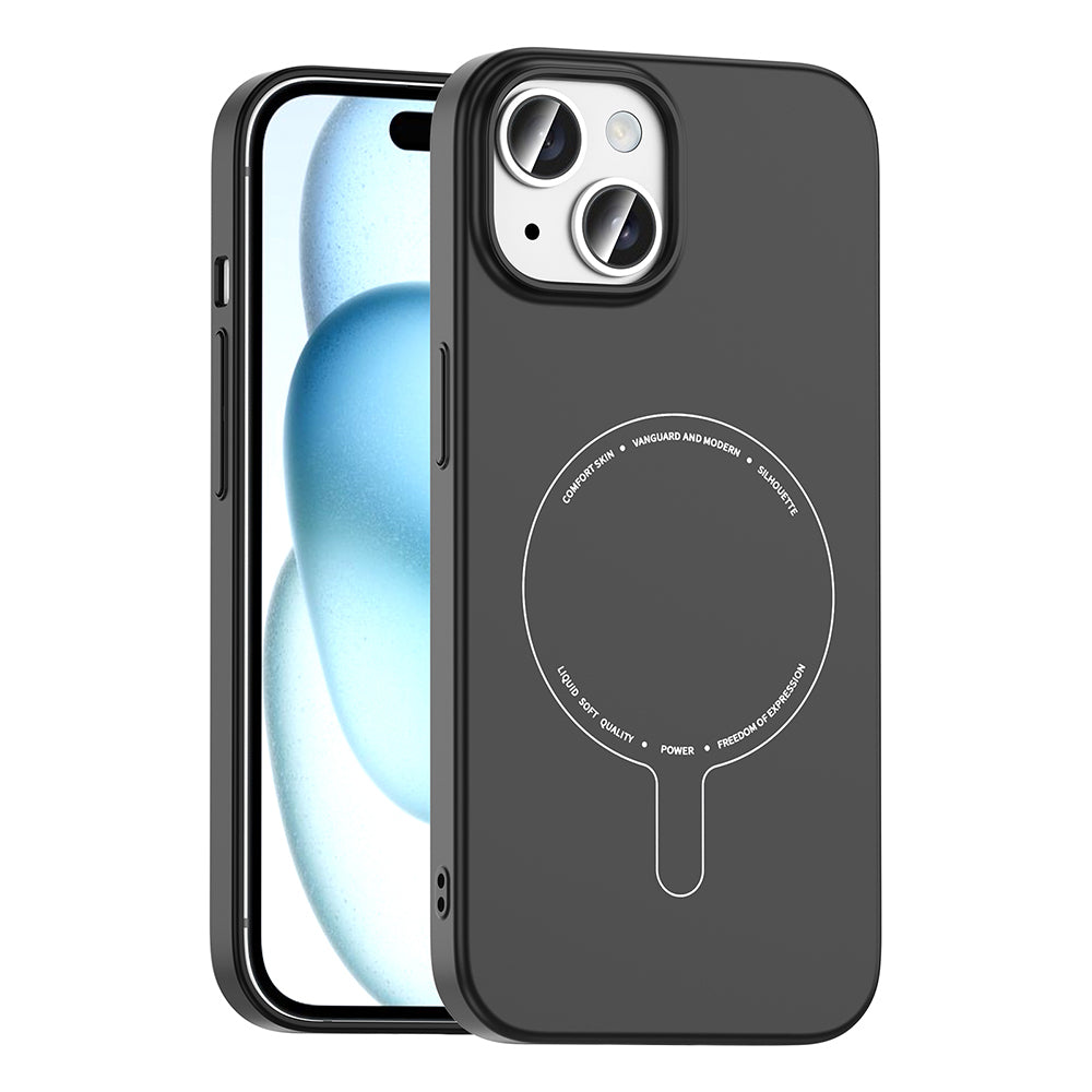 iPhone 15 Kılıf M-Safe Şarj Özellikli Kamera Korumalı MNC Elio Sert PC Kapak - Açık Mavi
