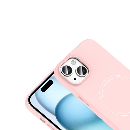 iPhone 15 Kılıf M-Safe Şarj Özellikli Kamera Korumalı MNC Elio Sert PC Kapak - Açık Pembe