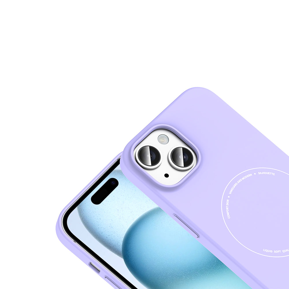 iPhone 15 Kılıf M-Safe Şarj Özellikli Kamera Korumalı MNC Elio Sert PC Kapak - Lila