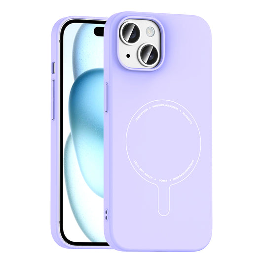 iPhone 15 Kılıf M-Safe Şarj Özellikli Kamera Korumalı MNC Elio Sert PC Kapak - Lila
