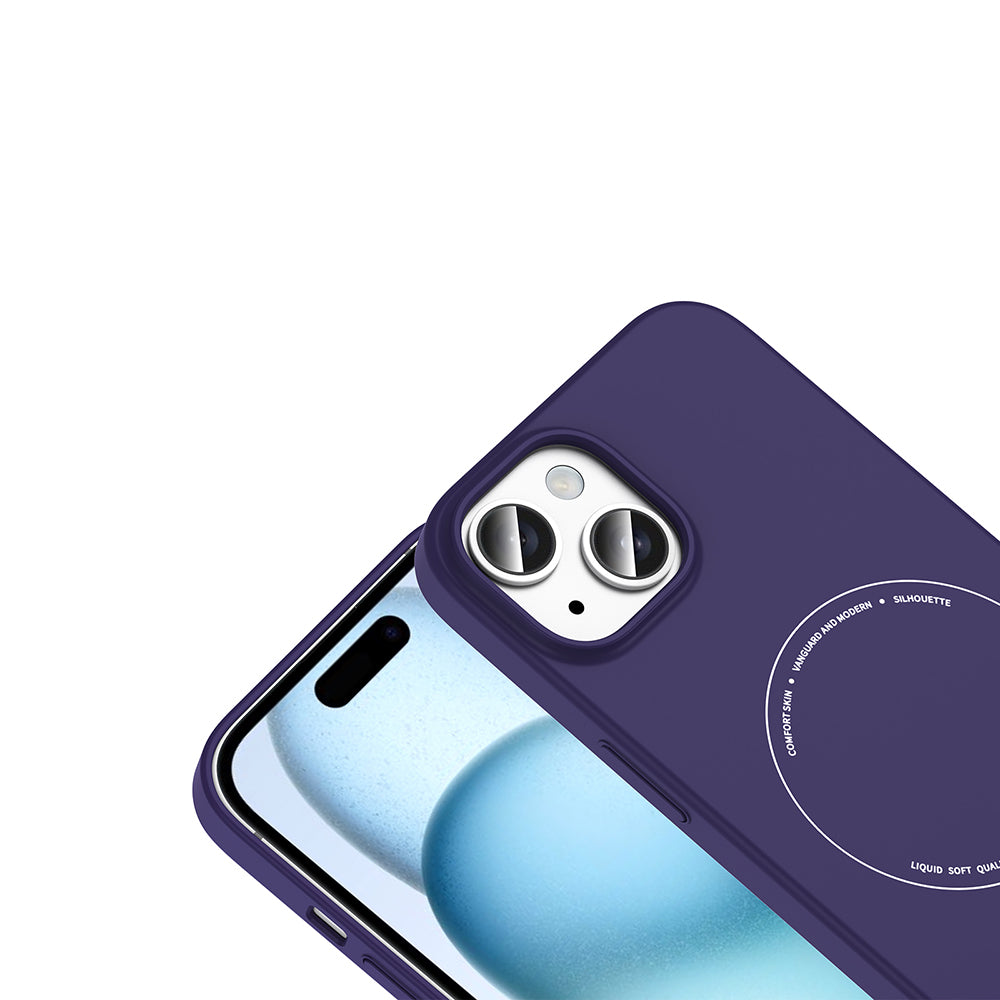 iPhone 15 Kılıf M-Safe Şarj Özellikli Kamera Korumalı MNC Elio Sert PC Kapak - Derin Mor