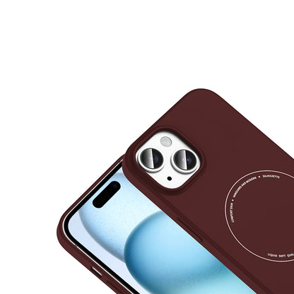 iPhone 15 Kılıf M-Safe Şarj Özellikli Kamera Korumalı MNC Elio Sert PC Kapak - Bordo