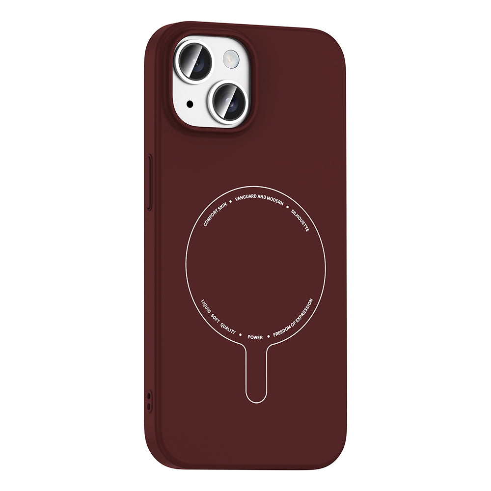 iPhone 15 Kılıf M-Safe Şarj Özellikli Kamera Korumalı MNC Elio Sert PC Kapak - Bordo
