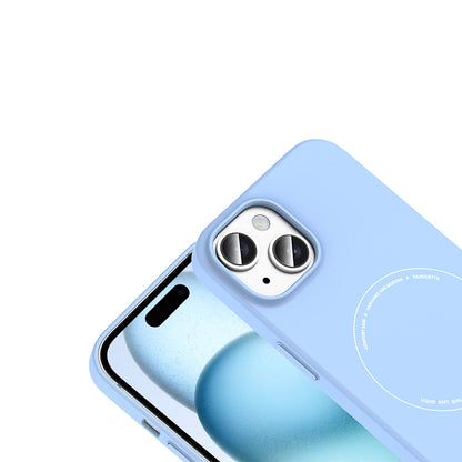 iPhone 15 Kılıf M-Safe Şarj Özellikli Kamera Korumalı MNC Elio Sert PC Kapak - Açık Mavi