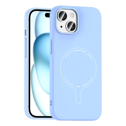 iPhone 15 Kılıf M-Safe Şarj Özellikli Kamera Korumalı MNC Elio Sert PC Kapak - Açık Mavi