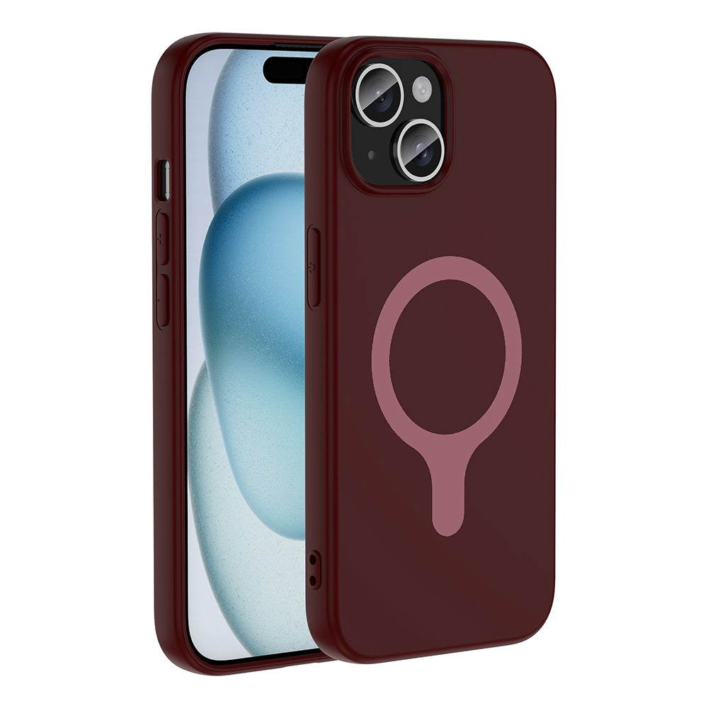 iPhone 15 Kılıf M-Safe Şarj Özellikli MNC Aris Silikon Kapak - Mürdüm