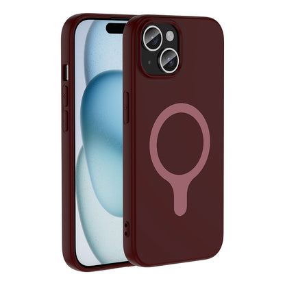 iPhone 15 Kılıf M-Safe Şarj Özellikli MNC Aris Silikon Kapak - Mürdüm