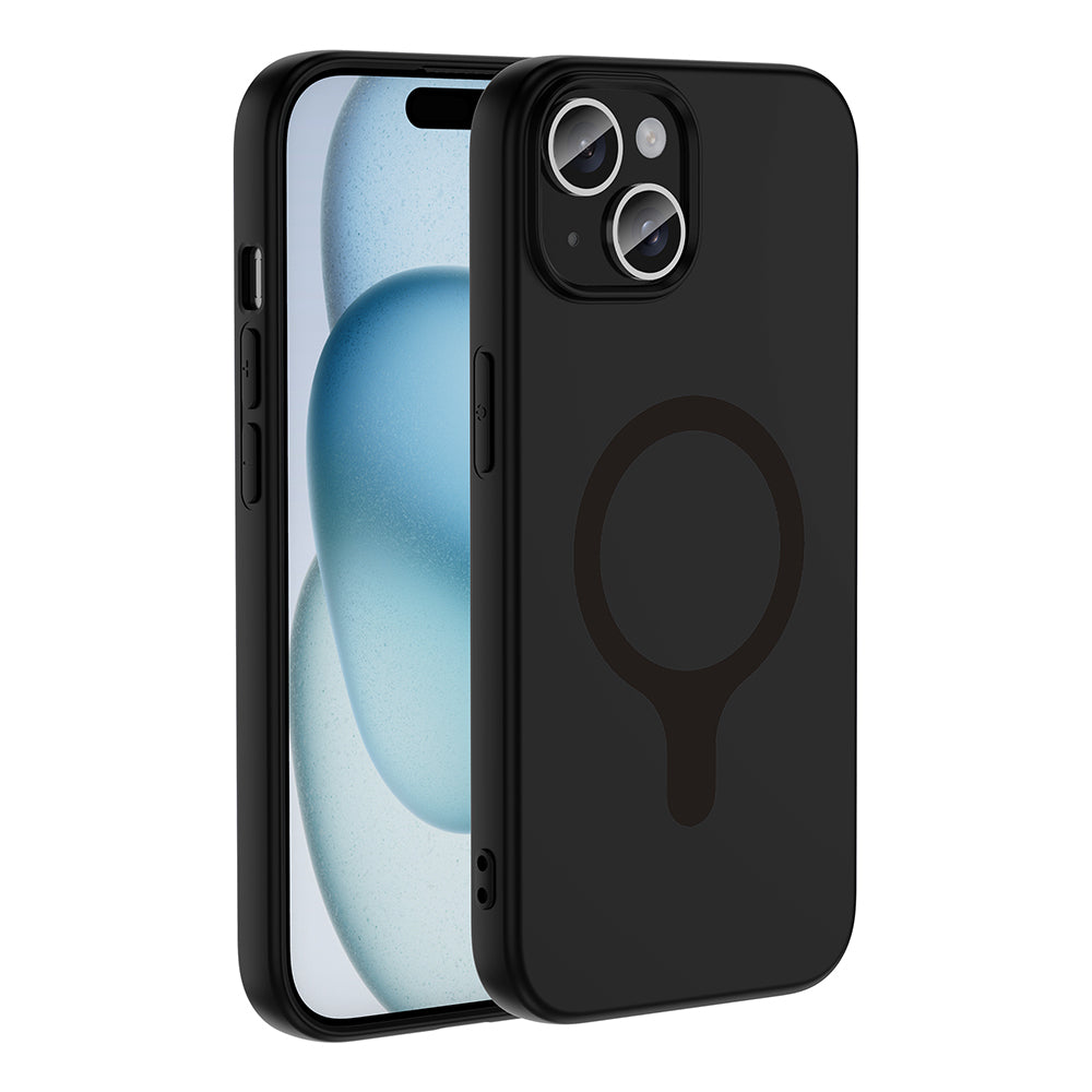 iPhone 15 Kılıf M-Safe Şarj Özellikli MNC Aris Silikon Kapak - Siyah
