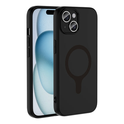 iPhone 15 Kılıf M-Safe Şarj Özellikli MNC Aris Silikon Kapak - Siyah