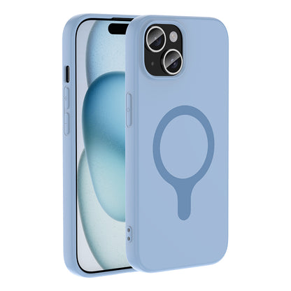 iPhone 15 Kılıf M-Safe Şarj Özellikli MNC Aris Silikon Kapak - Baby Blue